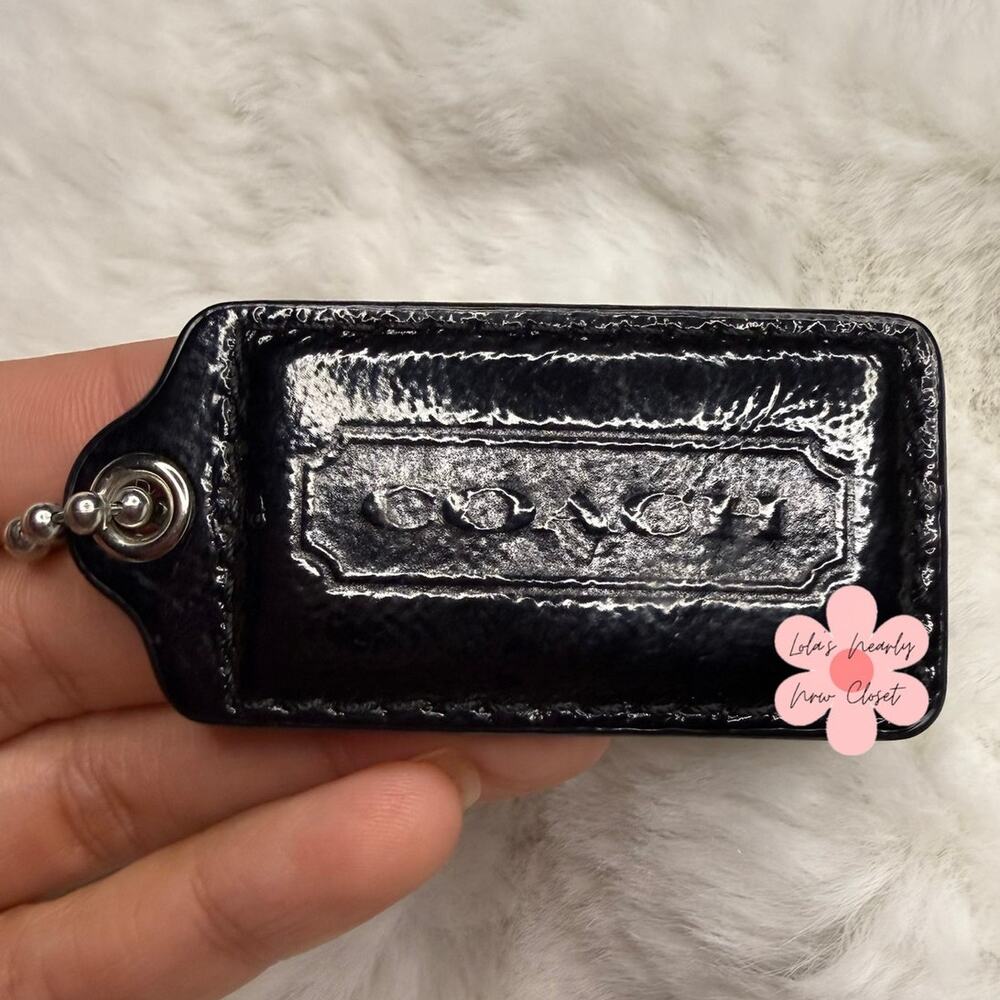 2”  COACH Black Fob Bag Charm Hang tag Hangtag